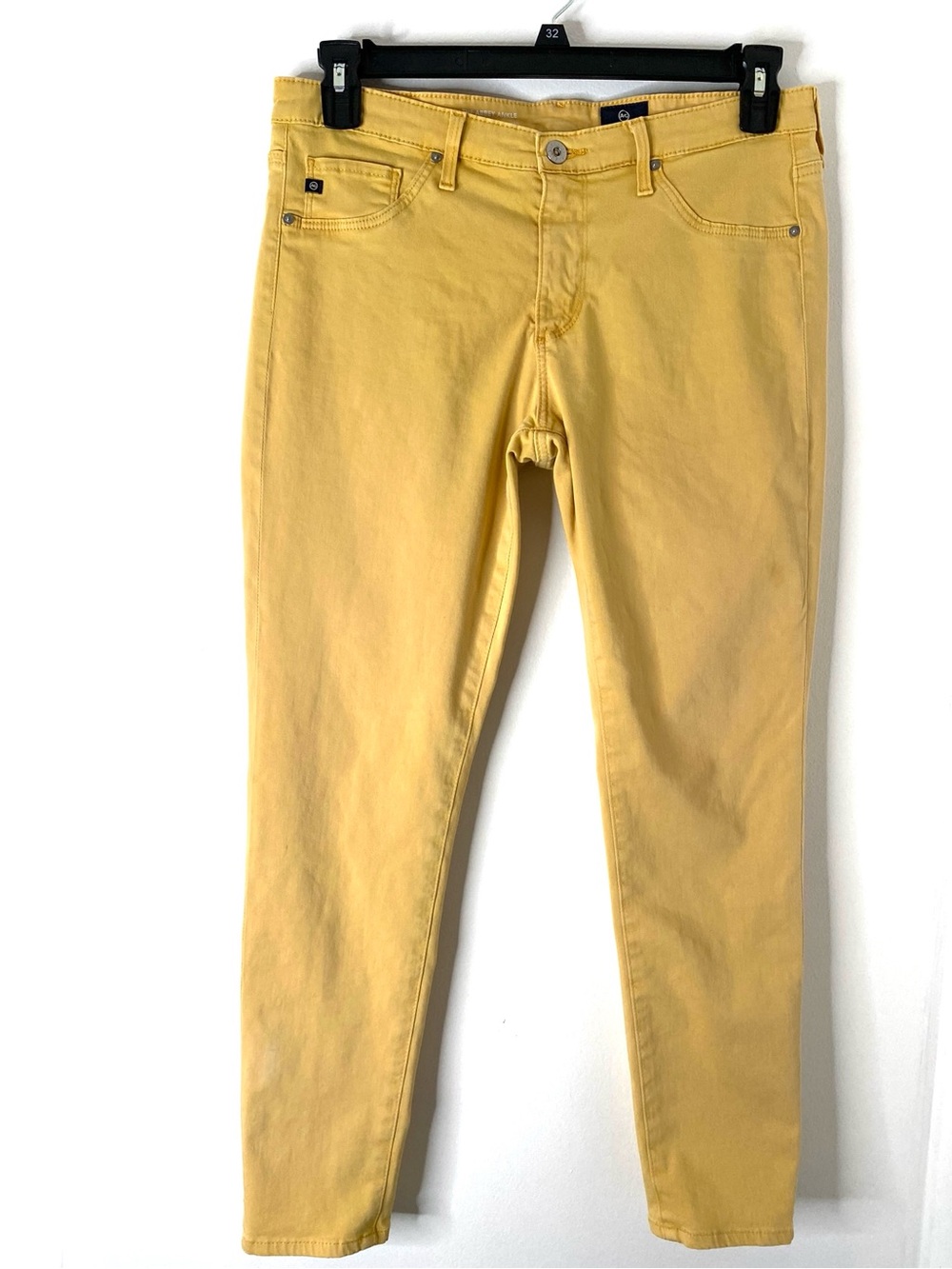 AG Adriano Goldschmied Abbey Ankle Yellow Mid Rise Super Skinny Jeans